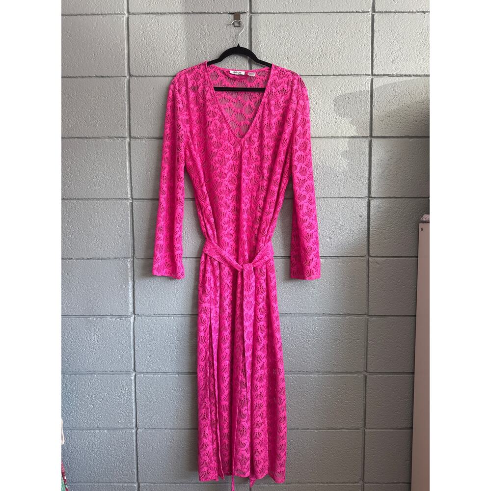 Stylest Quick Drying Lace Maxi Cover Up in Magenta size 2X